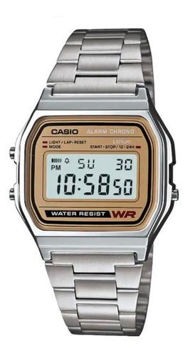 Reloj Digital Casio Classic A158w Vintage Plateado/dorado 