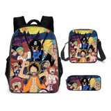 A Mochila Anime 3pcs / Set + Bolso De Hombro + Estuche For