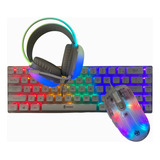 Kit Gamer Lumini Evolut Teclado Mecânico Mouse Headset Rgb