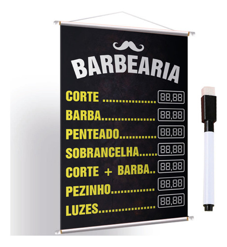 Placa Faixa Banner Aqui Tem Barbearia + Caneta