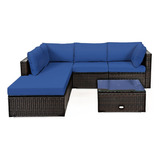 Set Exterior Mimbre 6 Pzs Navy Gpl