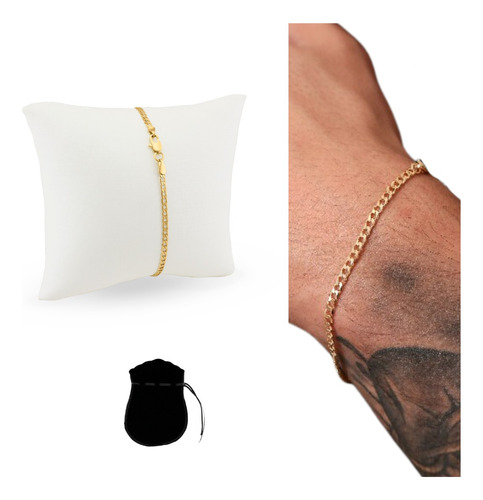 Pulseira Masculina Banhada A Ouro 18k Grumet Escama De Peixe