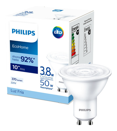 Lampara Dicroica Led Philips 3,8 W = 50w (220v) Luz Fria Color De La Luz Blanco Frío