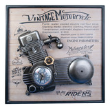 Reloj De Pared Vintage Motorcycle, Cuadro De 60x60 Cm