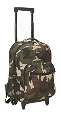 Maleta Escolar De 17'' Rockland Camuflada Con Ruedas