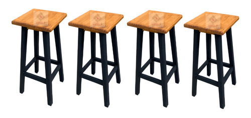 Set 4 Banco Alto Madera Para Barra Desayunador Bar Neca