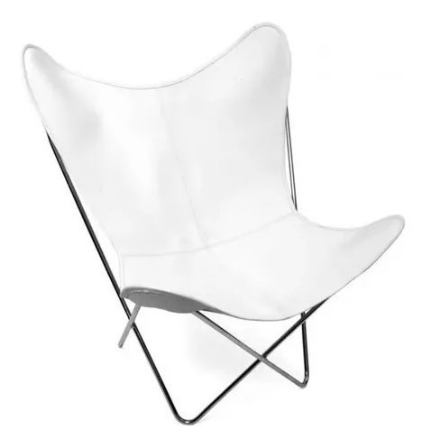 Sillon Bkf Funda Y Estructura 100% Cuero Vacuno Blanco Silla