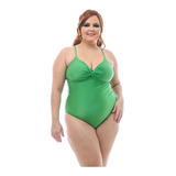 Maiô Plus Size Compress Costa Alta Verde| Desconto Especial