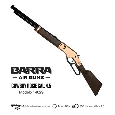 Kit Rifle Barra 1866 Rosie Cal. 4.5 Con Munición Rosa Dorado 4.5 Mm