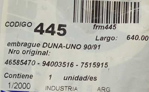 Guaya Embrague Fiat Uno 1.5 Premio 1.5 91-98 2 Tornillos Foto 3