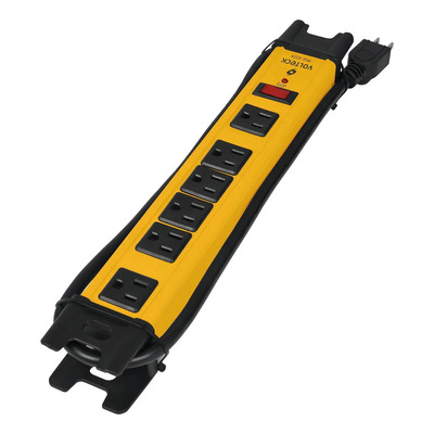 Multicontacto Uso Industrial, 6 Entradas, Supresor, Volteck Color Amarillo | Envío gratis