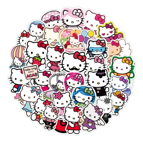 Hello Kitty Kawaii 50 Calcomanias Stickers De Pvc Vs Agua