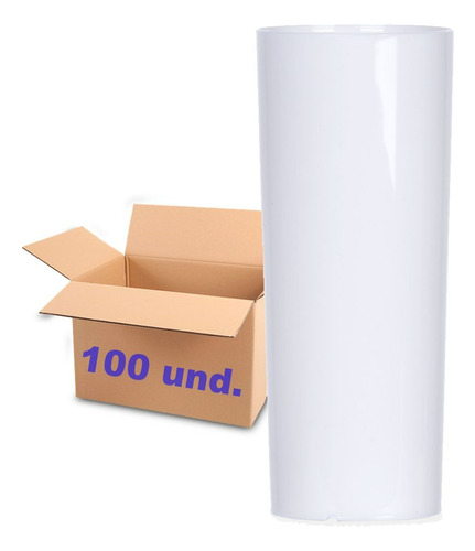 100 Copos Long Drink Branco Para Transfer Laser 325ml
