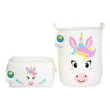 Juego De 2 Unicornios  Cesta Colada Niños  Cajas De Ju...