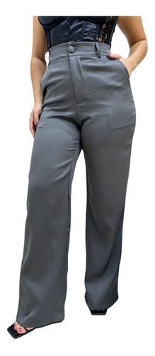 Calça Feminina Alfaiataria Wide Leg Pantalona Social Elegant