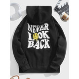 Moletom Capuz Blusa De Frio Canguru Never Look Back Inverno