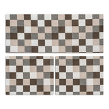 Kit Tapete De Cozinha 3 Peças Tecido Jacquard Antiderrapante Desenho Do Tecido Pixel Caramelo