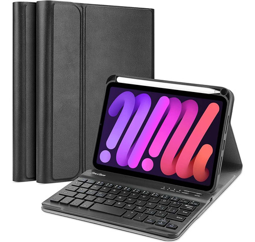 Funda Negra Soporte Teclado Inalambrico Para iPad Mini 6