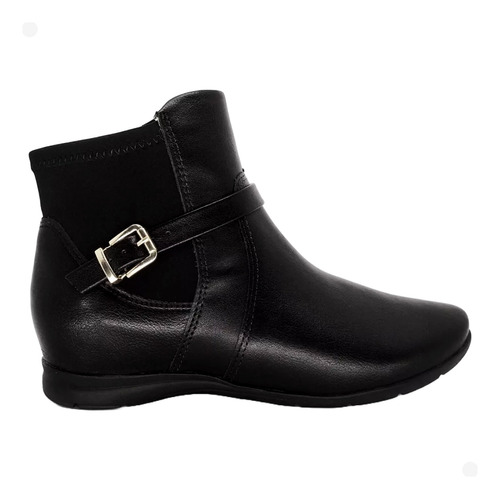 Bota Feminina Comfortflex Cano Curto Zíper Salto Embutido 