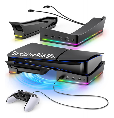 Soporte Horizontal Con Luz Rgb Para Ps5 Slim, Soporte Base P