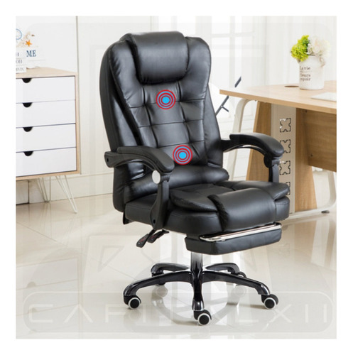 Silla Para Oficina Reclinable Silla Gerencial Ergonómica Color Negro Material Del Tapizado Cuero Sintético