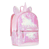 Mochila Escolar Brillante Diseno Unicornio Rosa