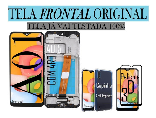 Tela Frontal Original C/ Aro A01, A015+pelic.3d+capinha