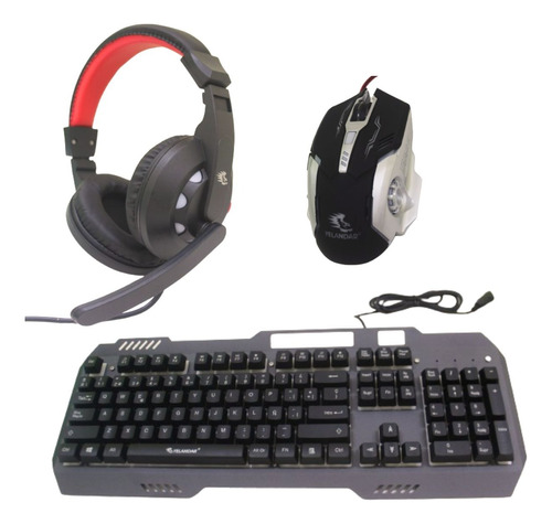 Kit Teclado Y Mouse Gamer Con Audífonos De Diadema Y Tapete