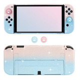 Carcasa Para Nintendo Switch Oled Color Rosa Azul Glitter