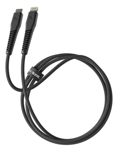 Cable Cargador Sleve Line X Usb Tipo C A Lightning Black Color Negro