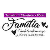 Vinil Decorativo Frase Familia Amor Vida Hogar 60x135cm