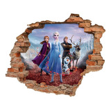 Vinil Decorativo Frozen 2 Elsa Sticker Princesas Muro Roto