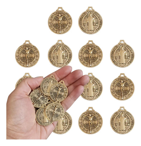 Dije San Benito Medalla Jesucristo Bisuteria Doble Cara 250g