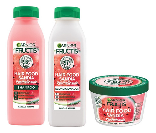 Kit Fructis Hair Food Sandia: Shampoo, Acond Y Mascarilla