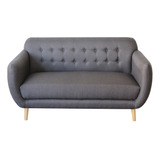 Sofa Love Seat Peperomia 2 Plazas - Madera Y Tapiz Color Gris