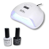 Cabina Uv Uñas Sun 54w Semi Prof 36 Leds + Base Y Top Coat