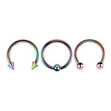 Piercing Ferradura Spike Captive Rainbow Kit C/3 Septo Helix