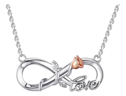 Collar Infinito Love Chapado En Plata Joyas Mujer