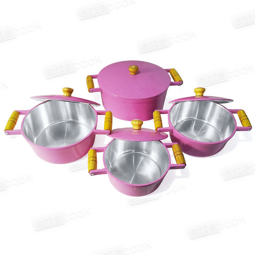 Jogo De Panela Caçalora Alumínio Fundido Batido Cores 4 Pcs