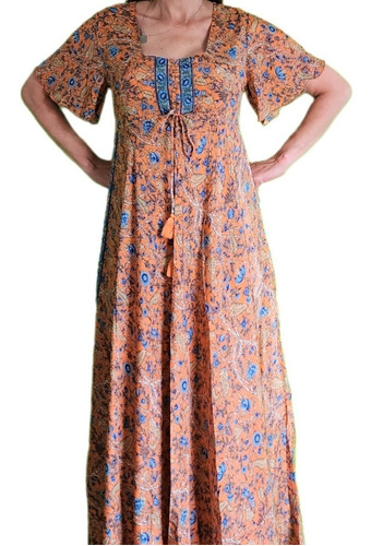 Vestido Largo Importado Folk Bohemio Nueva Temporada Verano