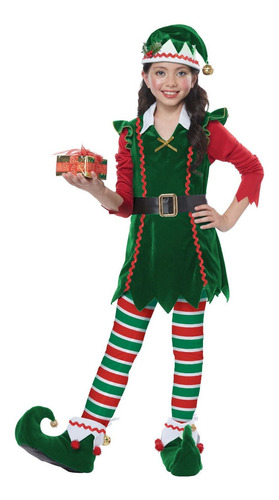 Disfraz De Navidad Duende Ayudante De Santa Claus Elf Elfo Para Niñas Envio Gratis