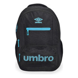 Mochila Umbro® Casual Deportiva Porta Laptop Hasta 16 Inch Color Negro/turquesa