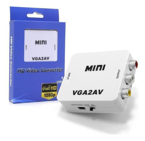 Mini Adaptador Vga2av Conversor Para Áudio E Vídeo