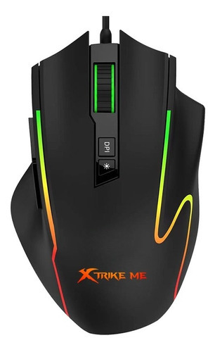 Mouse Gamer Programable Xtrike Me 9 Boton 12800 Dpi Rgb Usb Color Negro