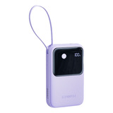 Portátil Power Bank 20000mah Com Pd+usb Porta E Cabo Tipo-c Cor Roxo