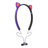 Orejas De Gato Dibujos Animados Bluetooth Púrpura
