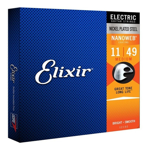 Encordoamento Elixir Cordas 011 Medium Nanoweb Para Guitarra