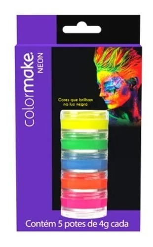 Tinta Facial Colormake Neon Fluor 5 Cores Maquiagem Carnaval