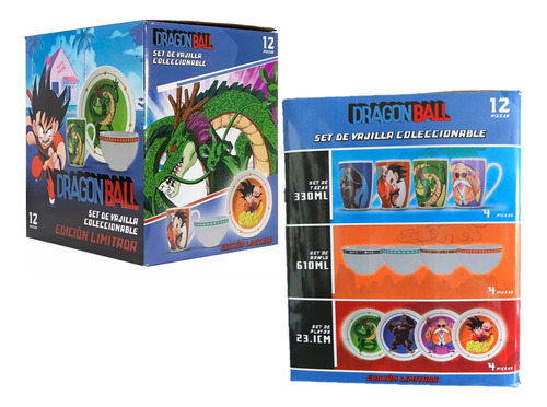 Vajilla Dragon Ball 12 Pz Tazas Platos Bowls Original Goku