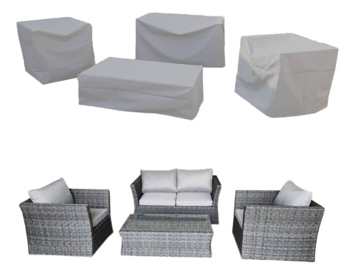 Fundas Juego Sillones 1 Doble + 2 Indiv + 1 Mesa Impermeable